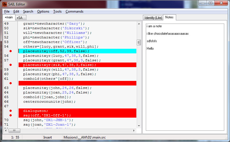 Sail editor breakpoints